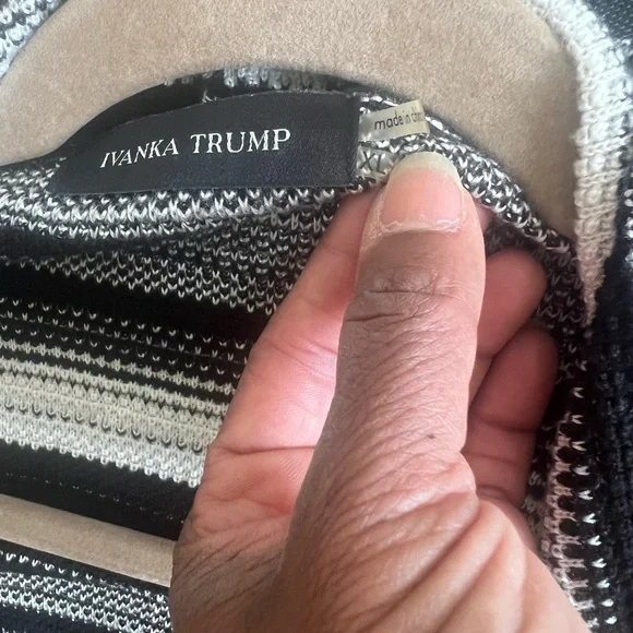 Ivanka Trump Black and White Striped Cardigan Size XL - Picture 4 of 6